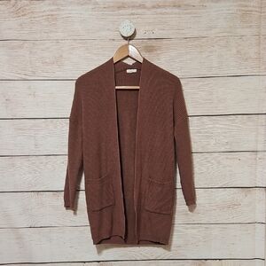 Debut Chocolate Open-Front Knit Cardigan Small